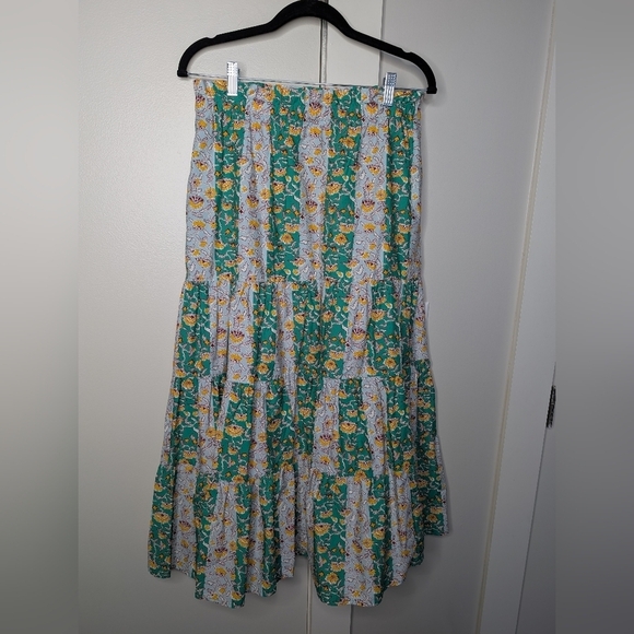 Rhode x Target maxi tiered skirt green and yellow sz M - Picture 2 of 6